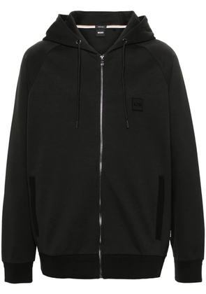 BOSS rubberised-logo zip-up hoodie - Black