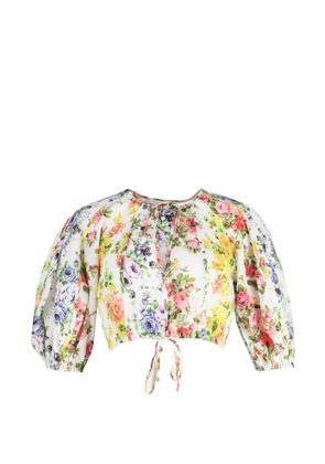 ZIMMERMANN floral-print cropped top - White