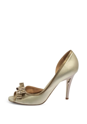 Fendi Pre-Owned 100mm peep-toe bow-detail pumps - Metallic