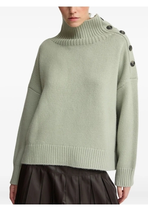 Yves Salomon high-neck button-detail sweater - Green