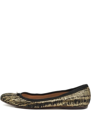 Fendi Pre-Owned metallic suede ballet flats - Gold