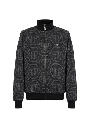 Philipp Plein monogram-jacquard tracksuit jacket - Grey