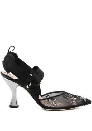 FENDI Colibrì embellished slingback pumps - Black