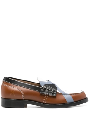 college colourblock leather loafers - Brown