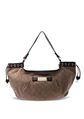 Aigner Vintage monogram leather-trim shoulder bag - Neutrals