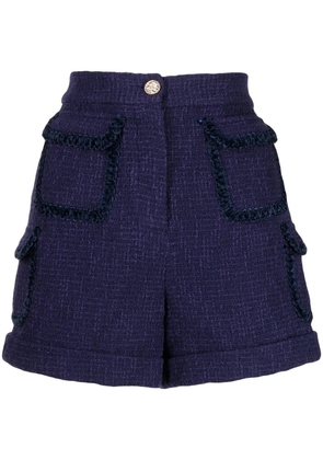Edward Achour Paris tweed pocketed shorts - Blue