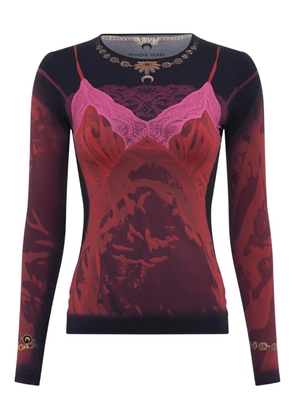Marine Serre printed crew-neck long-sleeved T-shirt - Red
