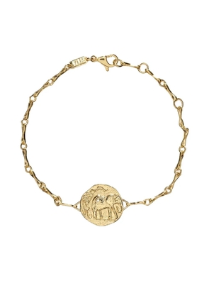 Azlee 18K yellow gold Elefante diamond single coin bracelet