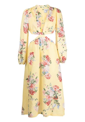 Forte Dei Marmi Couture floral-print cut-out linen dress - Yellow