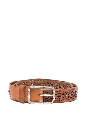 Reptile's House leather cut-out belt - Brown