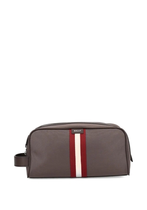 Bally stripe-detail wash bag - Brown