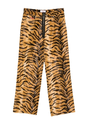 Martine Rose tiger-print zip-fly trousers - Brown
