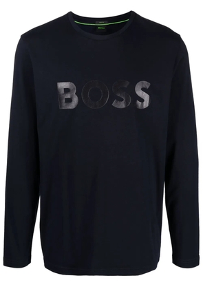 BOSS logo-print long-sleeve T-shirt - Blue