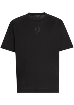 Dolce & Gabbana logo-embroidered cotton T-shirt - Black