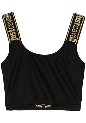 Just Cavalli logo-plaque cropped top - Black