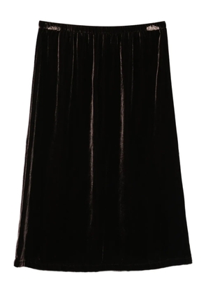 LAURA-URBINATI elasticated-waist velour midi skirt - Brown