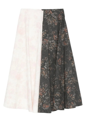 GANNI floral-print panelled skirt - White