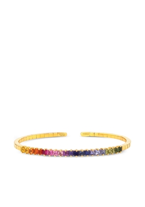 Suzanne Kalan 18kt yellow gold Rainbow Sapphire cuff bracelet
