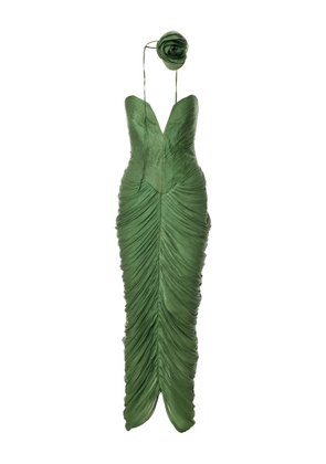 Ana Radu rose-embellished draped midi dress - Green
