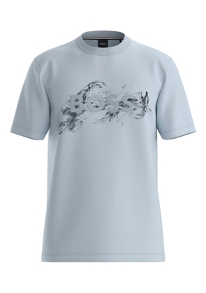 BOSS logo-embossed cotton T-shirt - Blue