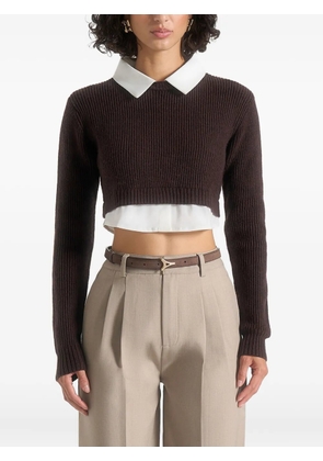 Manière De Voir Flavie detachable-collar cropped top - Brown