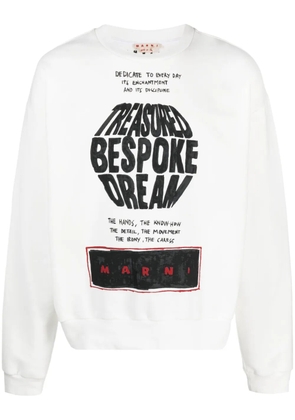 Marni slogan-print cotton sweatshirt - White