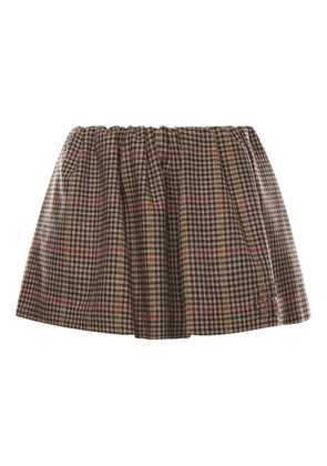 Miu Miu check gathered mini skirt - Brown