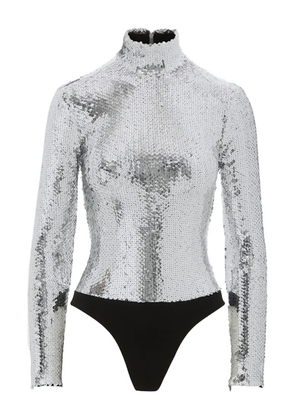 Brandon Maxwell sequinned mock-neck bodysuit - Silver