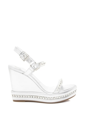 Christian Louboutin Pre-Owned Pyrastrass leather wedge sandals - Silver