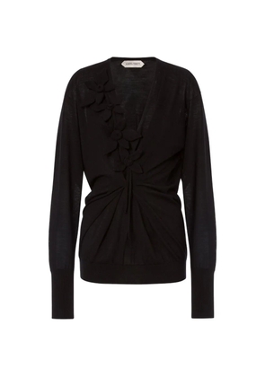 Alberta Ferretti floral V-neck top - Black