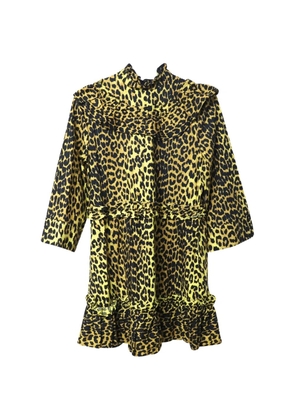 GANNI ruffled animal-print mini dress - Neutrals