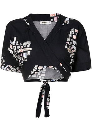 Amir Slama graphic-print cropped top - Black