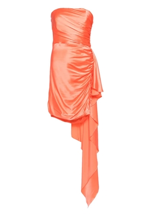 Michelle Mason strapless gathered silk mini dress - Orange