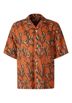 Officine Generale Eren leaf-print short-sleeves shirt - Orange