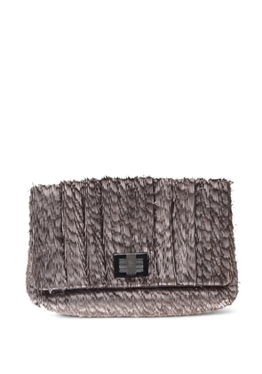 Anya Hindmarch fringed-detail leather clutch bag - Grey