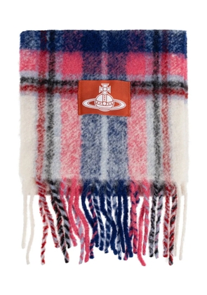 Vivienne Westwood plaid-check fringed scarf - White