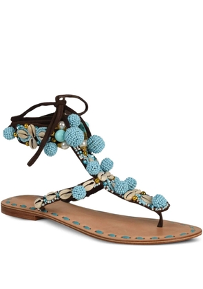 Silvia Tcherassi beaded shell sandals - Brown