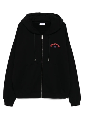 Off-White logo-print zip-up hoodie - Black