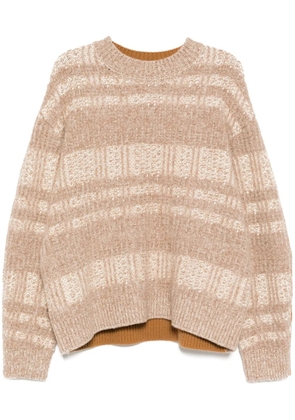 CROQUIS Plaid-check coarse jacquard sweater - Brown