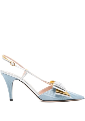 Valentino Garavani 90mm bow-embellished slingback pumps - Blue