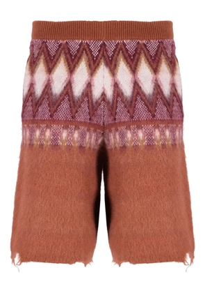 Laneus knitted diamond-pattern shorts - Brown