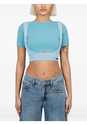 House of Sunny ribbed-knit cut-out top - Blue