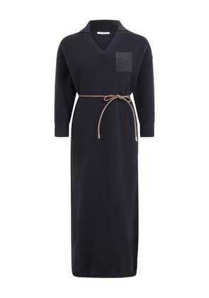 Peserico V-neck ribbed maxi dress - Black