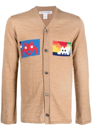 Comme Des Garçons Shirt graphic-print V-neck cardigan - Neutrals