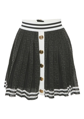 Balmain Pre-Owned monogram pleated skirt - Black