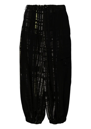 Y's checked tapered trousers - Black