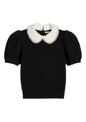 alice + olivia embellished puff-sleeve blouse - Black