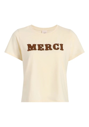 Cinq A Sept lettering-appliqué Merci T-shirt - Neutrals