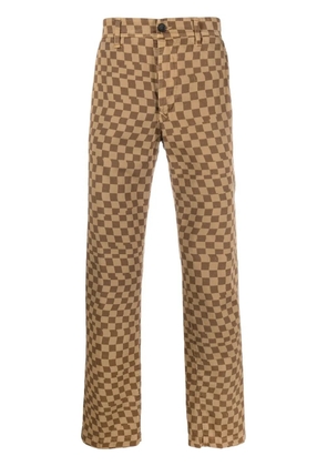 Incotex check-print straight-leg jeans - Brown