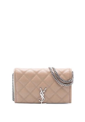 Saint Laurent Pre-Owned 2020 Quilted Diamond Lambskin Becky Wallet on Chain shoulder bag - Brown